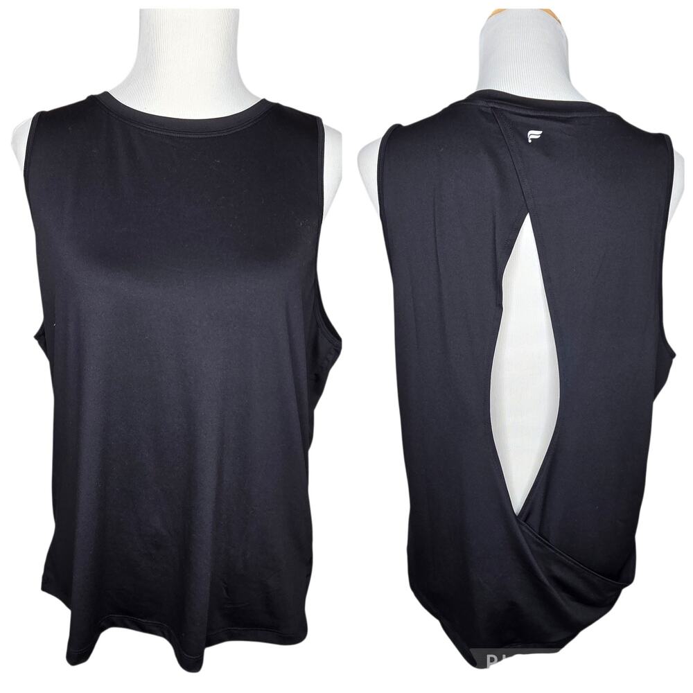 Fabletics Dry-Flex Open Back Tank Top Black XXL Muscle Tee Athleisure Activewear
